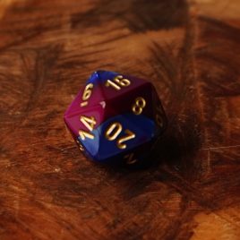 Chessex Gemini Blue, Purple/Gold D20