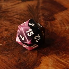 Chessex Gemini Black, Pink/White D20