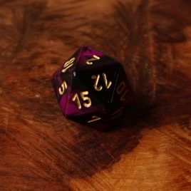 Chessex Gemini Black, Purple/Gold D20
