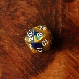 Chessex Gemini Blue, Gold/White D20