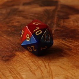Chessex Gemini Blue, Red/Gold D20