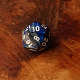 Chessex Gemini Blue, Steel/White D20