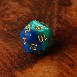 Chessex Gemini Blue, Teal/Gold D20