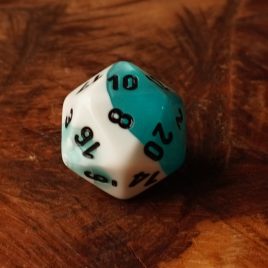 Chessex Gemini Teal, White/Black D20