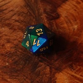 Chessex Gemini Blue, Green/Gold D20