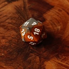 Chessex Gemini Copper, Steel/White D20