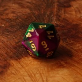 Chessex Gemini Green, Purple/Gold D20