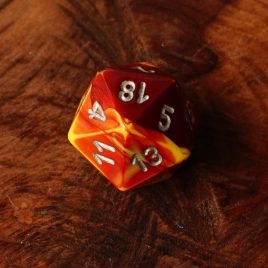 Chessex Gemini Red, Yellow/Silver D20