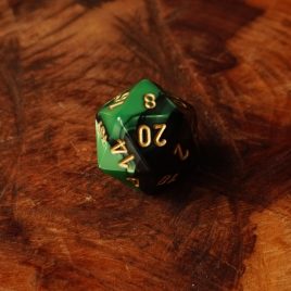 Chessex Gemini Black, Green/Gold D20