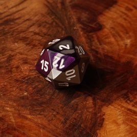 Chessex Gemini Purple, Steel/White D20