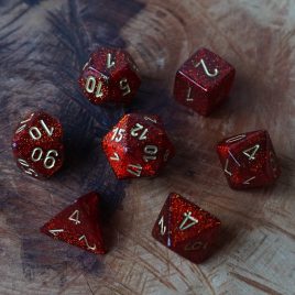 Chessex Glitter Ruby/Gold Polyset