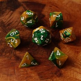 Chessex Gemini Gold Green, White Polyset