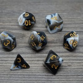 DD, Cloud Dice Black, White/Gold Polyset