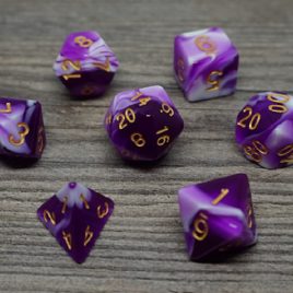 DD, Cloud Dice Purple, White/Gold Polyset