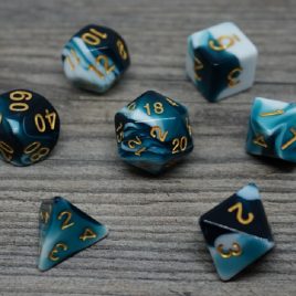 DD, Cloud Dice Teal, White/Gold Polyset