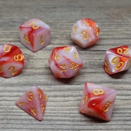 DD, Smokey Red White Polyset Dice