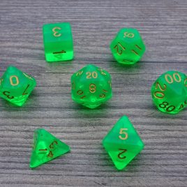 DD, See-Through Bright Green Polyset Dice
