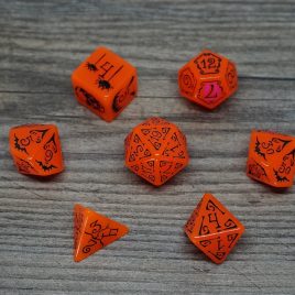 Bescon, Halloween Orange Dice Glow in the Dark Polyset
