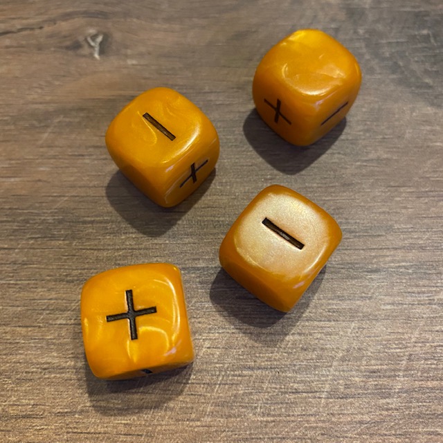 Fudge Dice Marble Orange, Set van Vier, Dungeons and Dice Dungeons & Dice